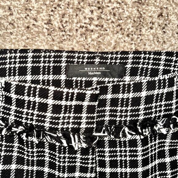 Weekend Max Mara Women's Black/White Tweed Ruffled Dress Pants - Picture 8 of 10